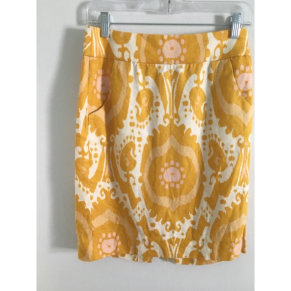 J. Crew Ochre Ikat Print Pencil Skirt - Picture 3 of 9